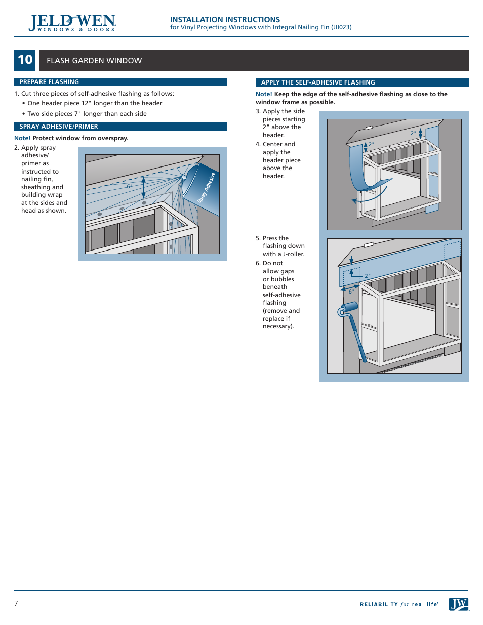 JELD-WEN JII023 Vinyl Projecting Windows with Integral Nailing Fin User Manual | Page 7 / 8