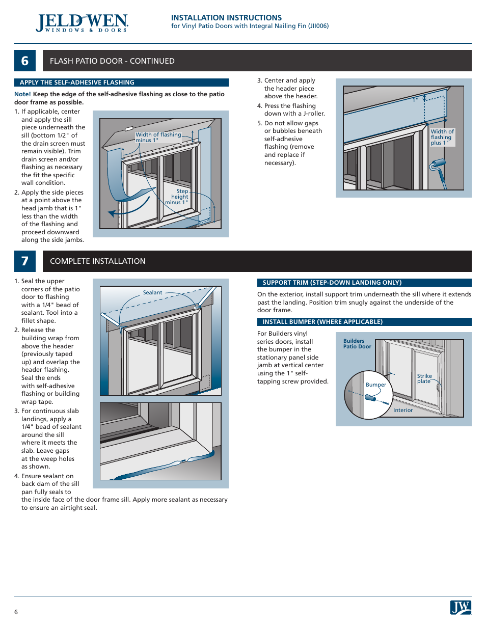 JELD-WEN JII006 Vinyl Patio Doors with Integral Nailing Fin User Manual | Page 6 / 8