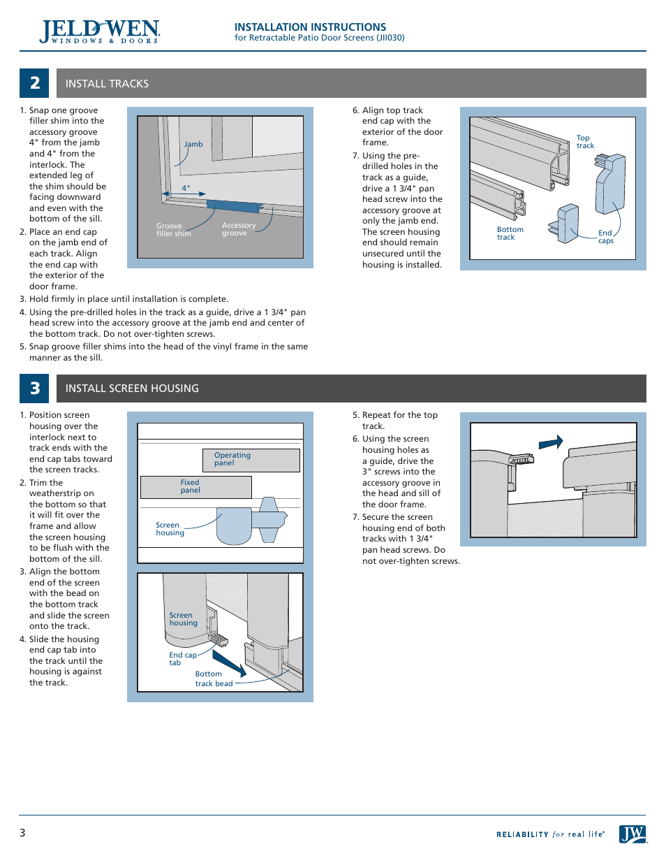 JELD-WEN JII030 Retractable Patio Door Screens User Manual | Page 3 / 4