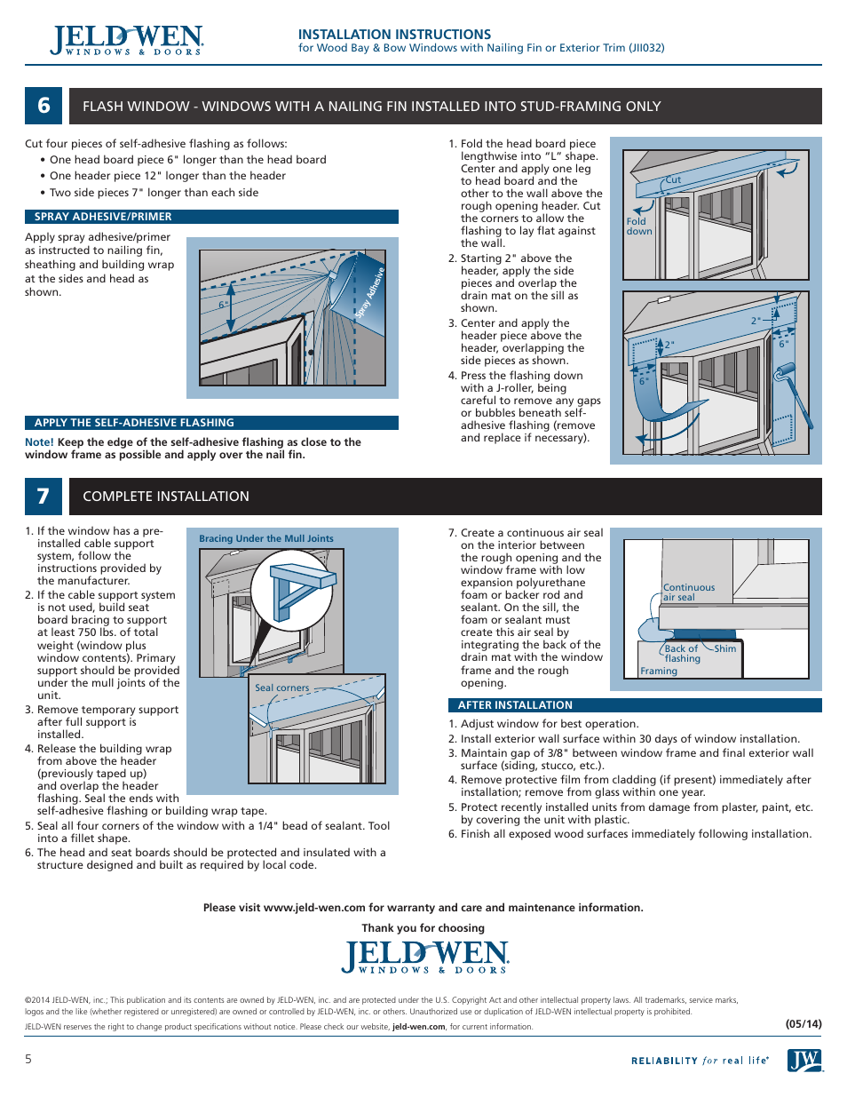 JELD-WEN JII032 Wood Bay or Bow Windows with Nailing Fin or Exterior Trim User Manual | Page 5 / 5