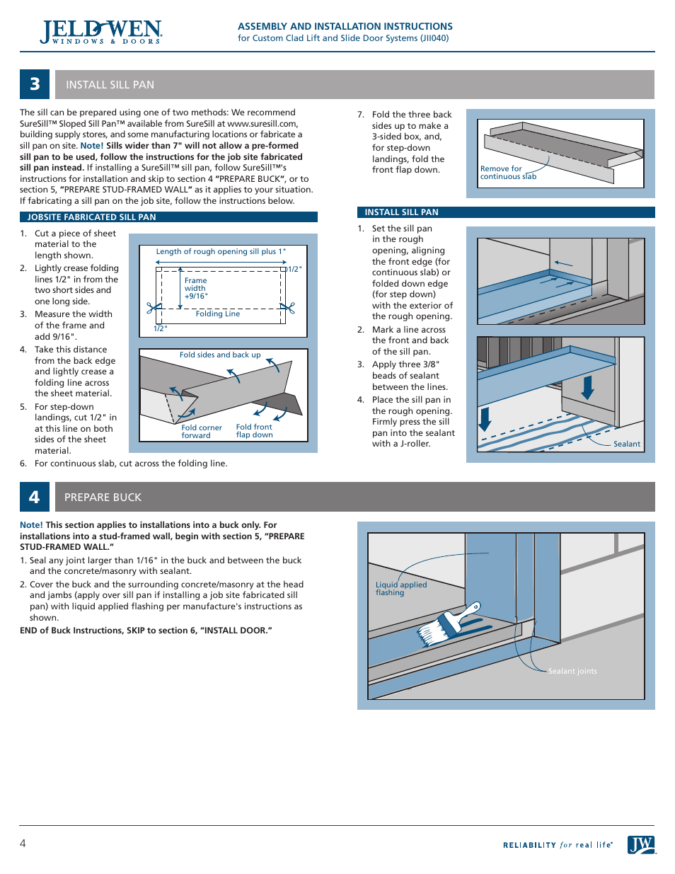 JELD-WEN JII040 Custom Clad Lift and Slide Door Systems User Manual | Page 4 / 8