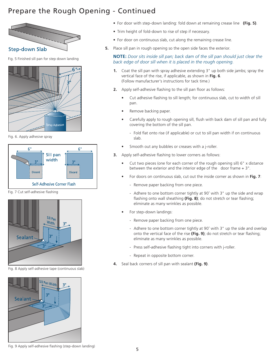 Prepare the rough opening - continued | JELD-WEN JII100 Custom Wood and Fiberglass Door Systems User Manual | Page 5 / 12