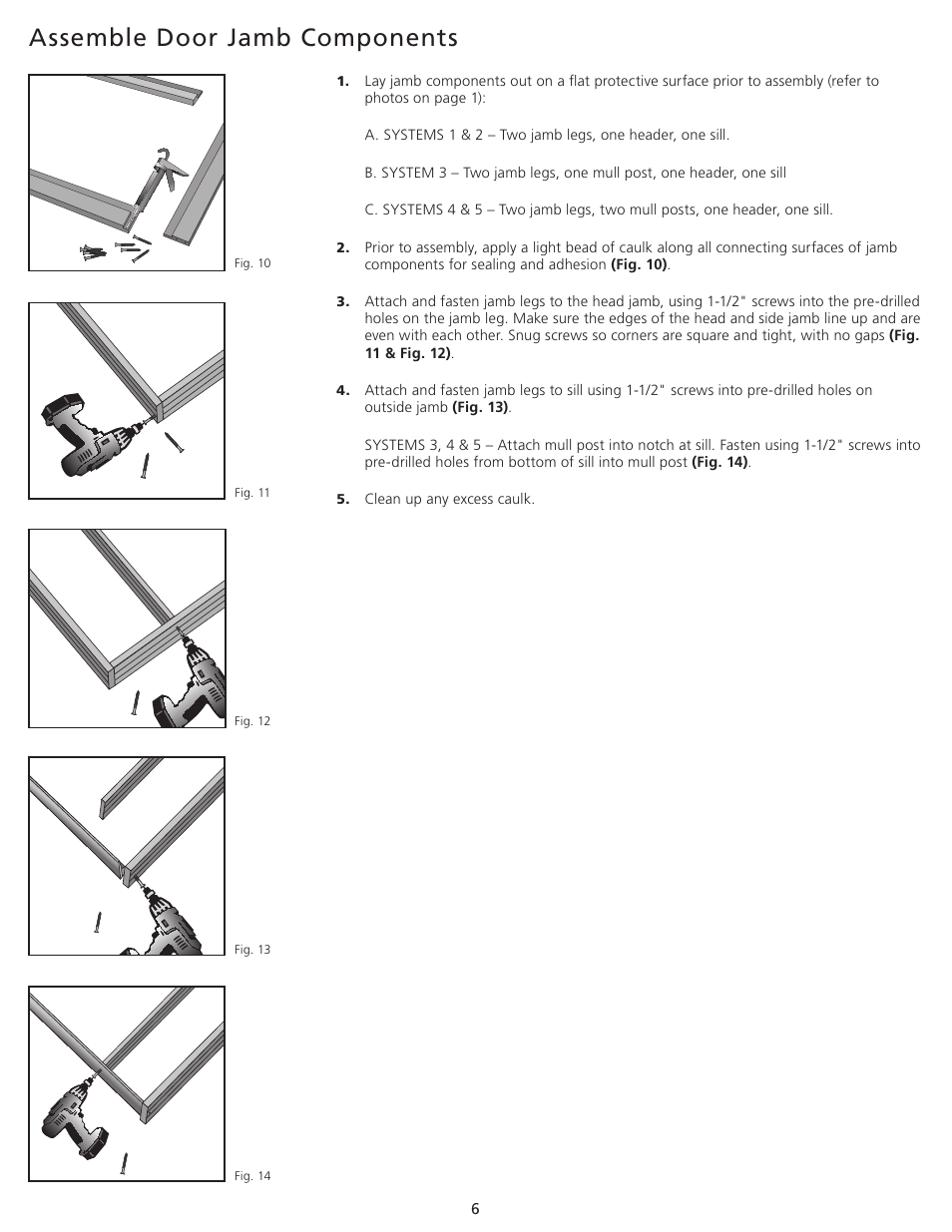 Assemble door jamb components | JELD-WEN JII100 Custom Wood and Fiberglass Door Systems User Manual | Page 6 / 12