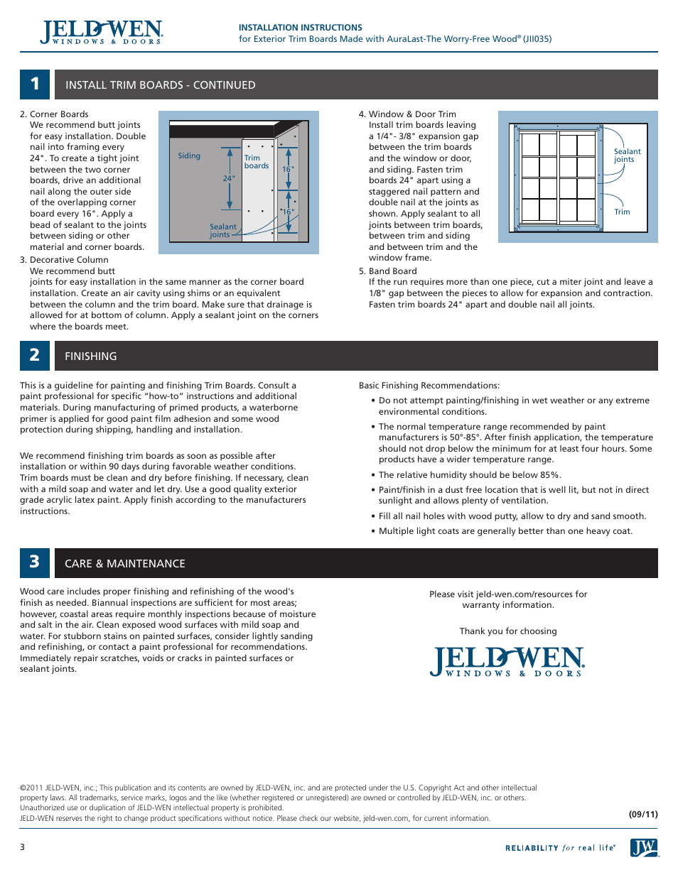 JELD-WEN JII035 Exterior Trim Boards Made with AuraLast-The Worry-Free Wood User Manual | Page 3 / 3