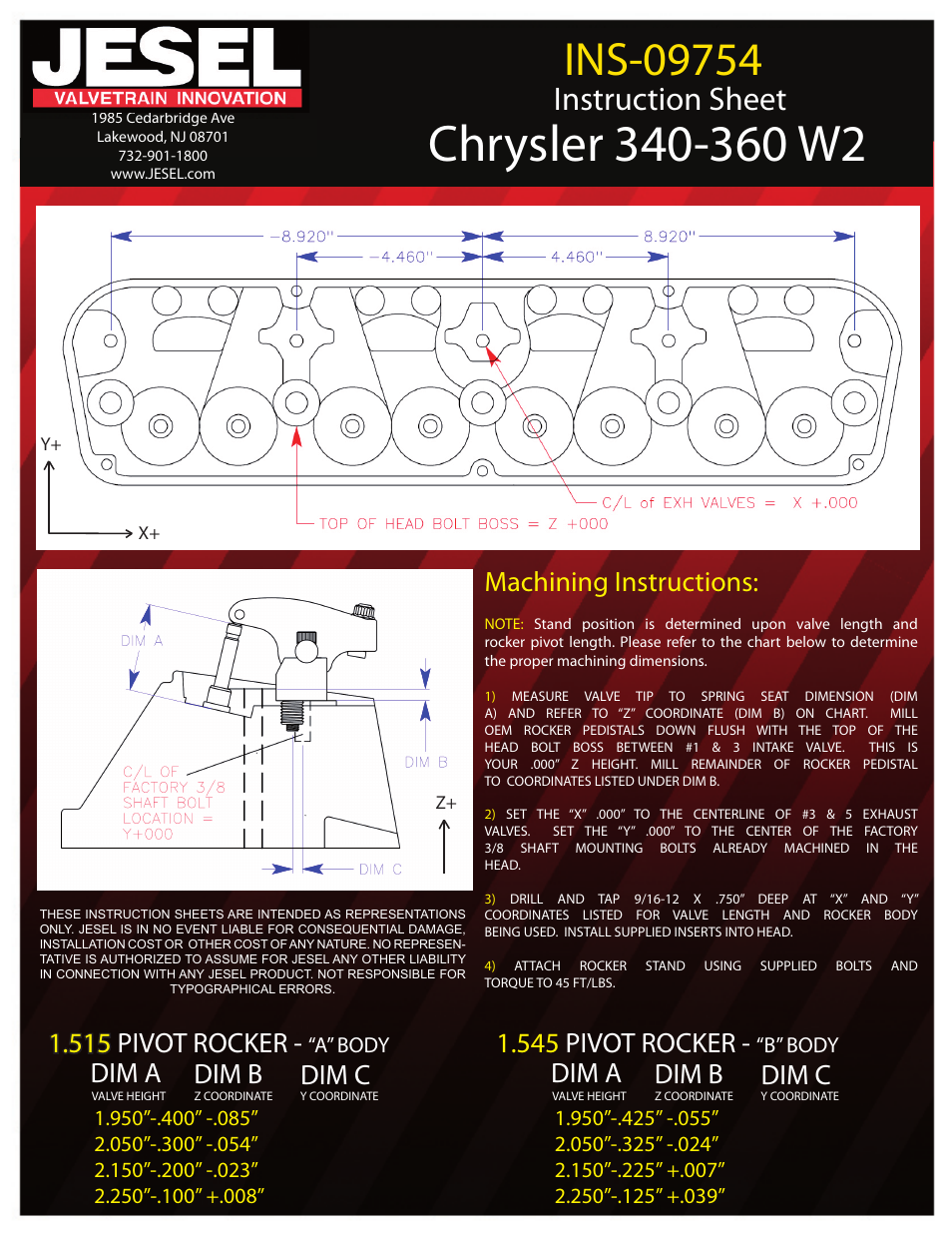 Jesel INS-09754 Chrysler 340-360 W2 User Manual | 2 pages