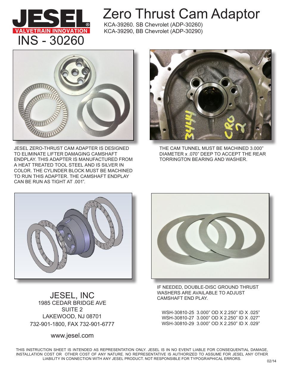 Jesel INS-30260 Zero Thrust Cam Adapter User Manual | 1 page