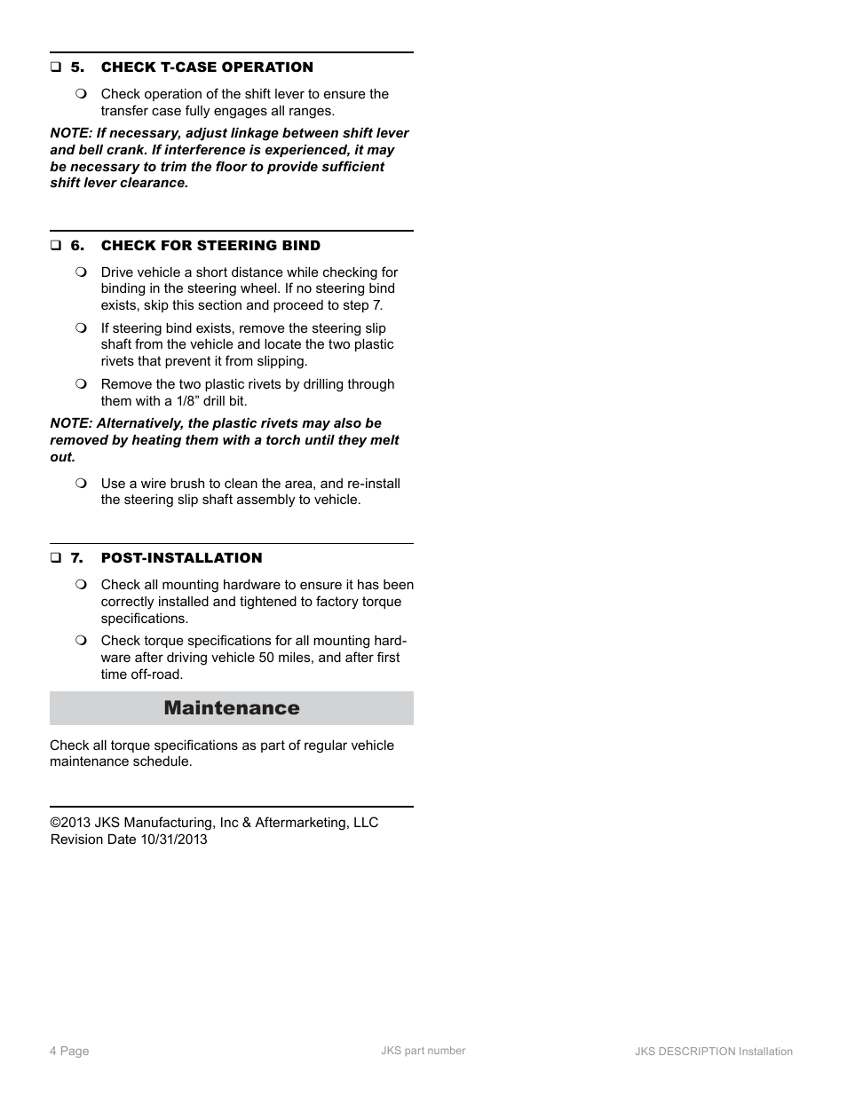 Maintenance | JKS 9901 User Manual | Page 4 / 4