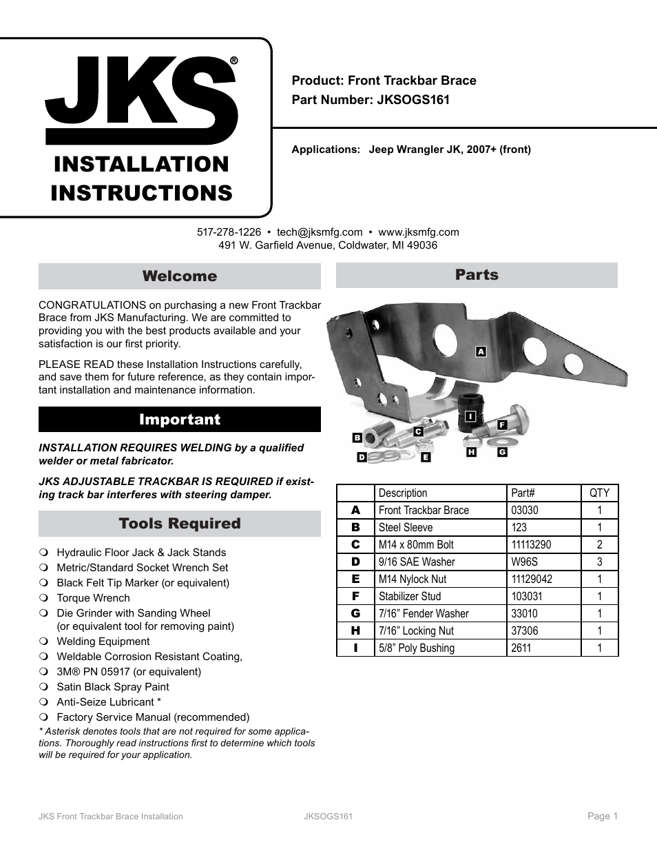 JKS OGS161 User Manual | 4 pages