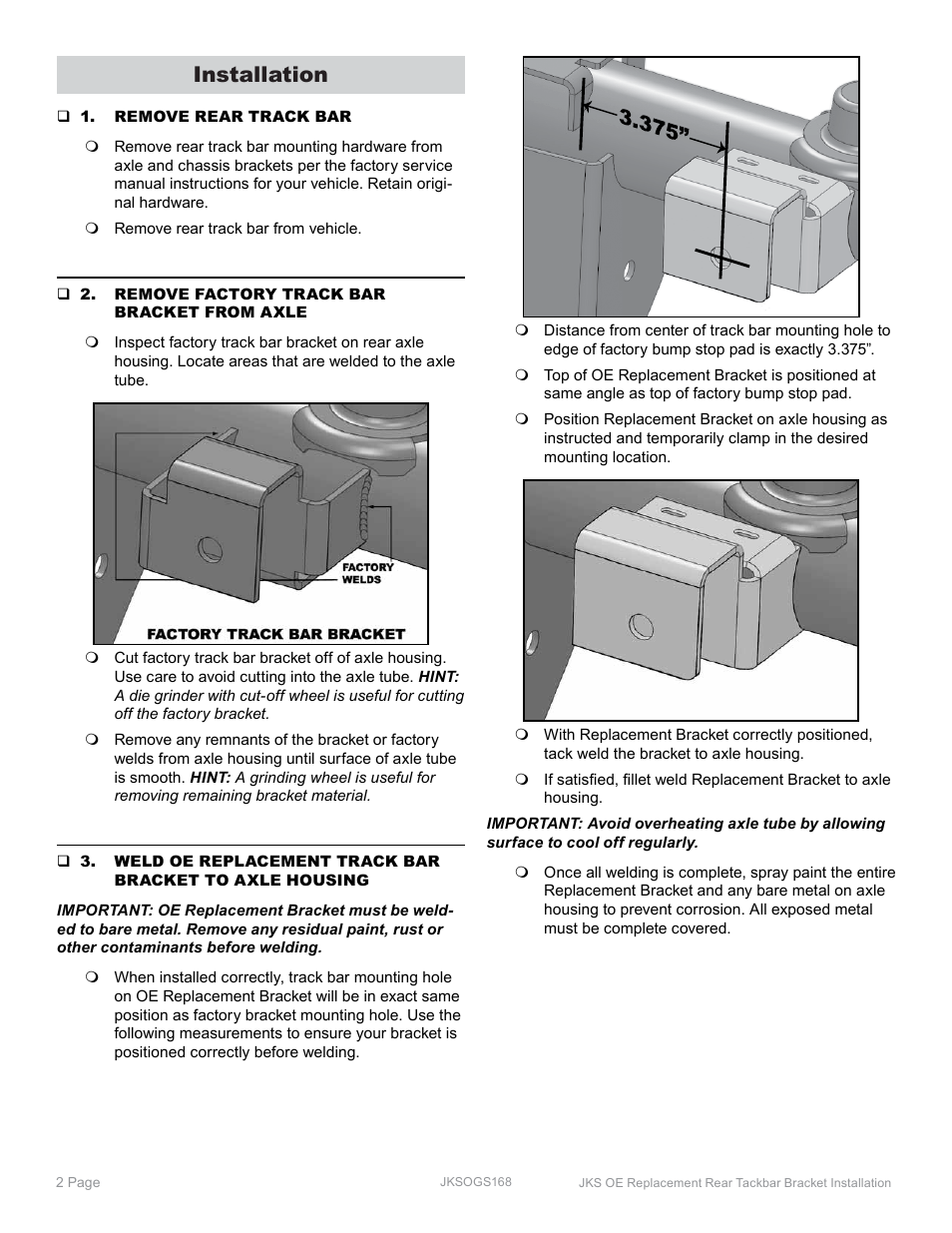 Installation | JKS OGS168 User Manual | Page 2 / 3
