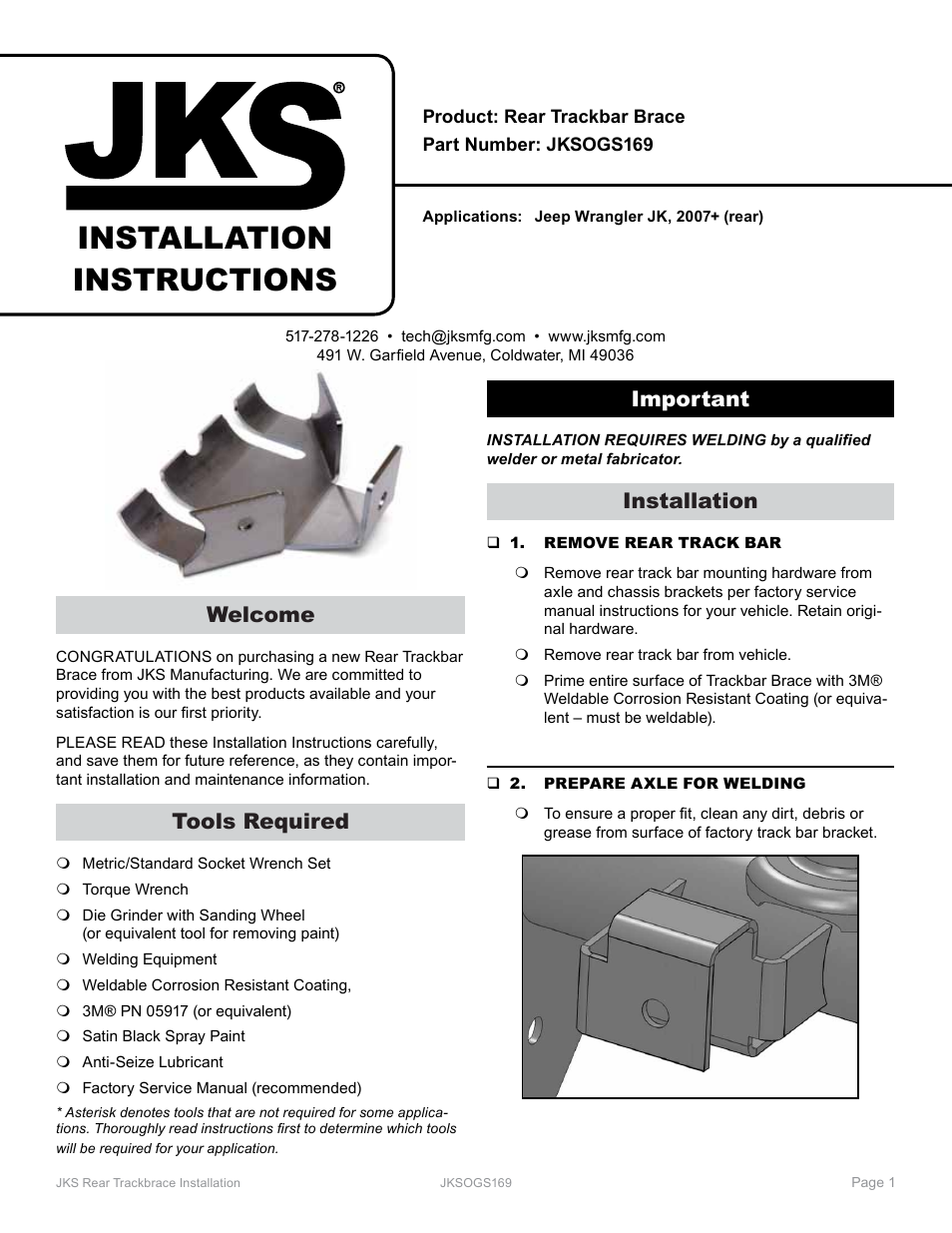 JKS OGS169 User Manual | 2 pages