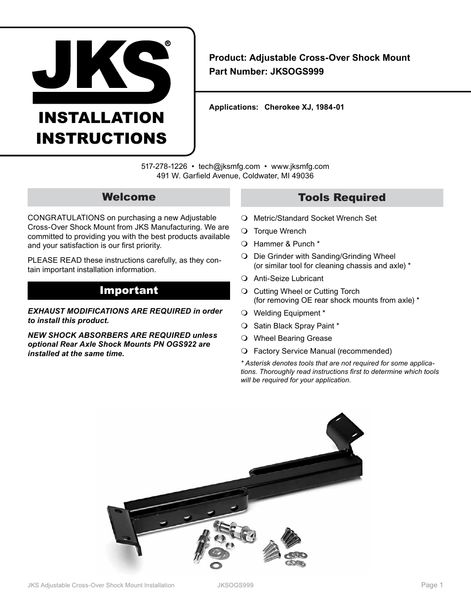 JKS OGS999 User Manual | 3 pages