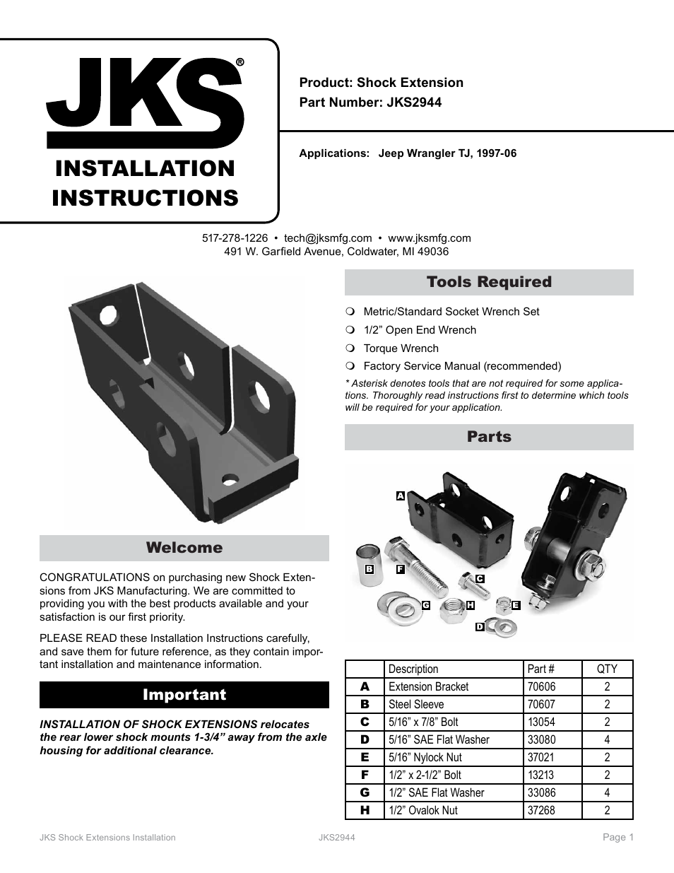 JKS 2944 User Manual | 2 pages