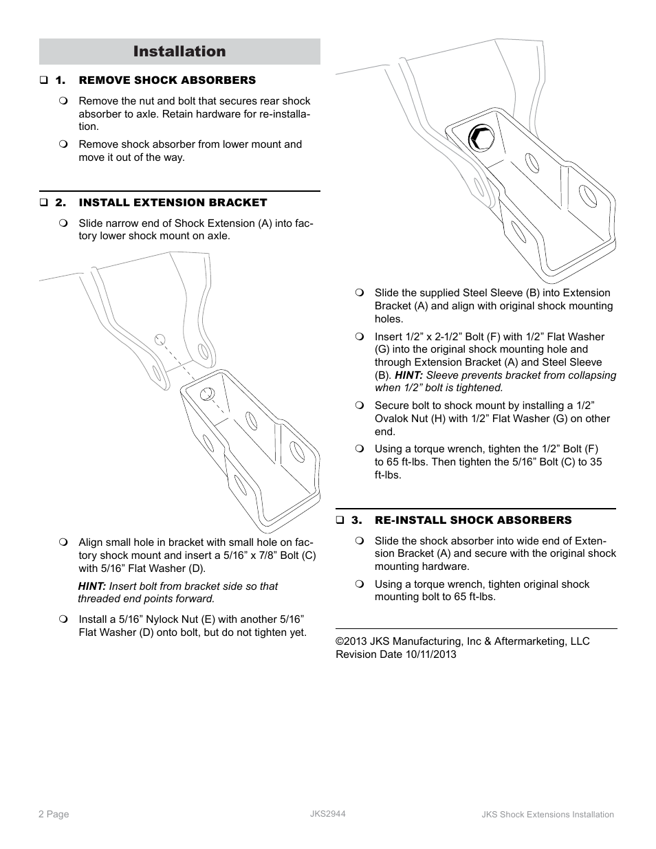 Installation | JKS 2944 User Manual | Page 2 / 2