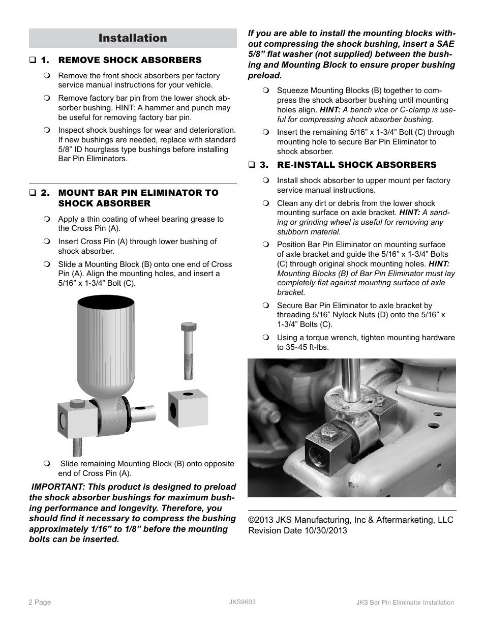 Installation | JKS 9603 User Manual | Page 2 / 2