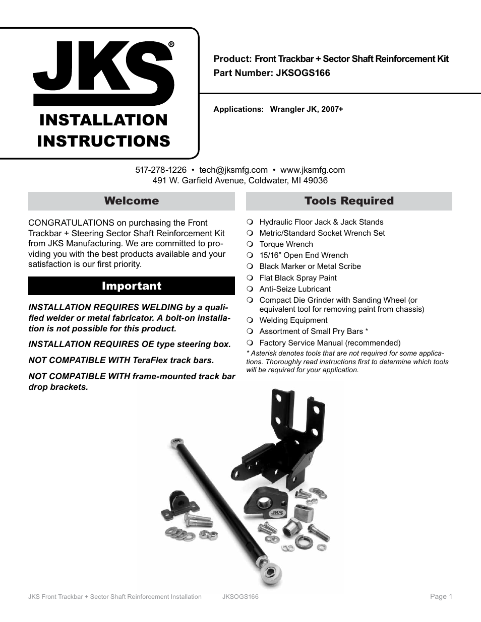JKS OGS166 User Manual | 9 pages