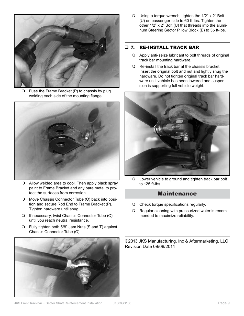 Maintenance | JKS OGS166 User Manual | Page 9 / 9