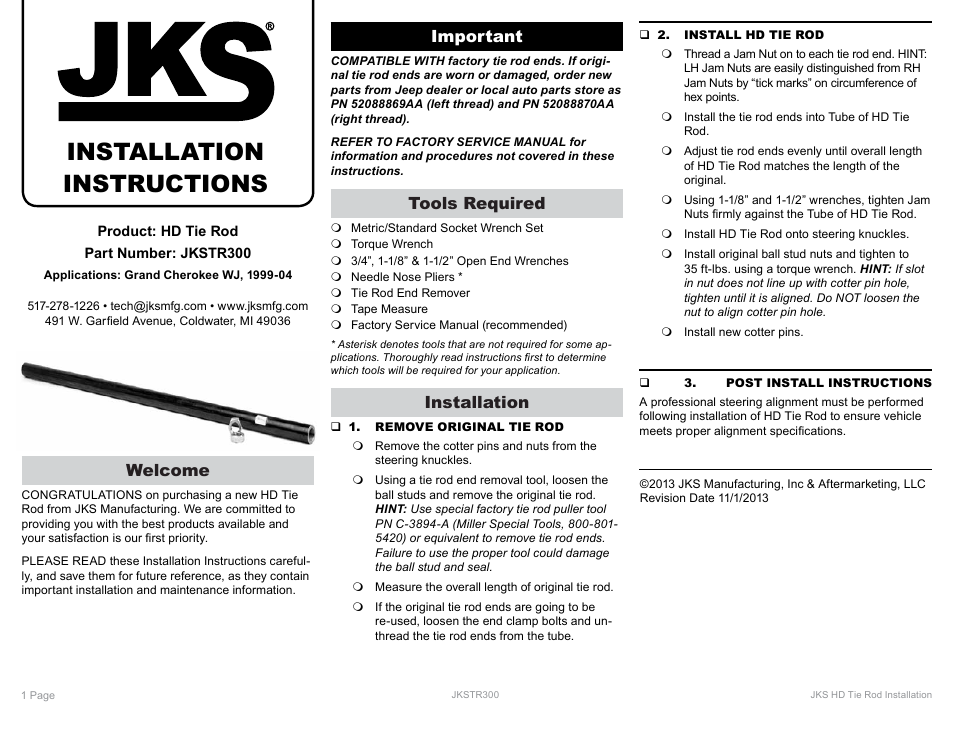 JKS TR300 User Manual | 1 page