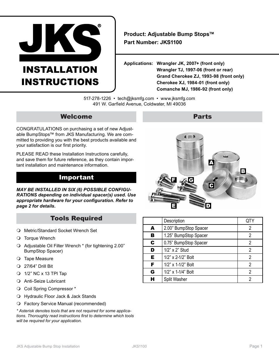 JKS 1100 User Manual | 4 pages