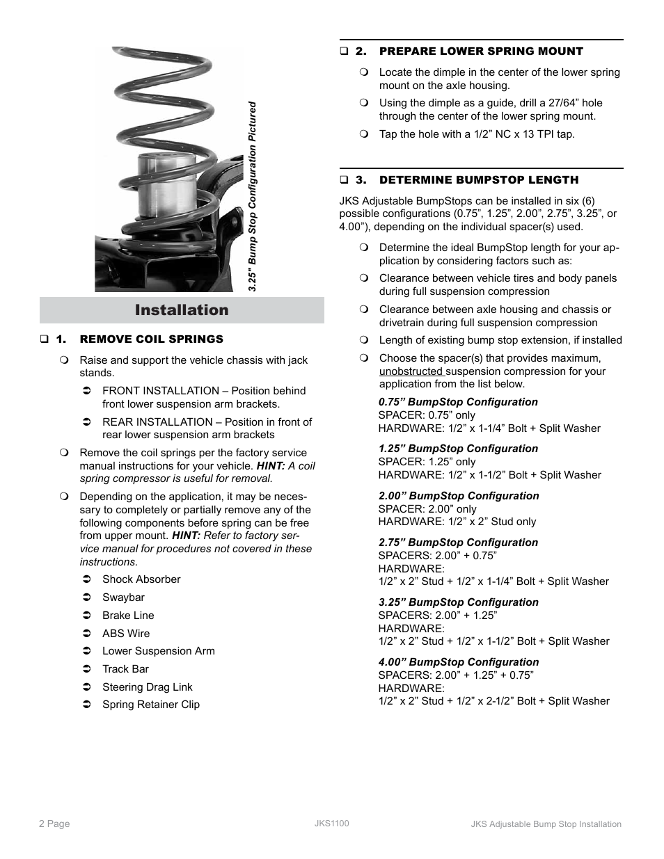 Installation | JKS 1100 User Manual | Page 2 / 4