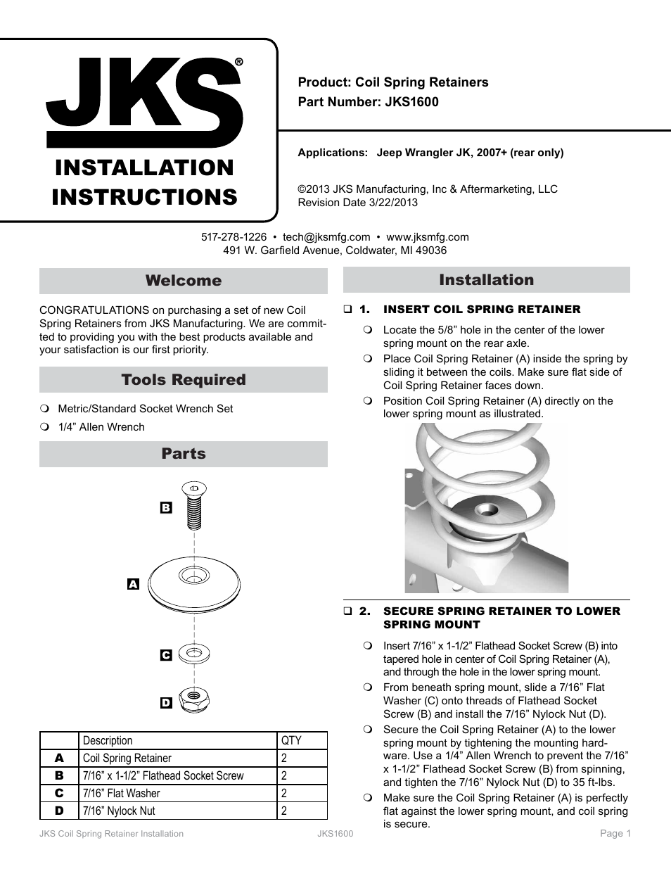 JKS 1600 User Manual | 1 page