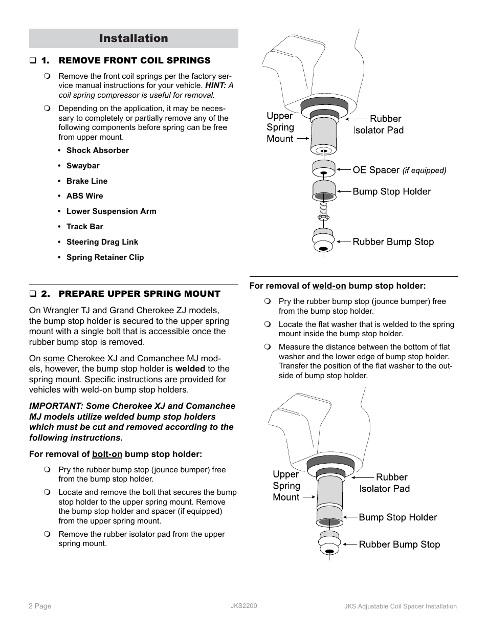 Installation | JKS 2200 User Manual | Page 2 / 4