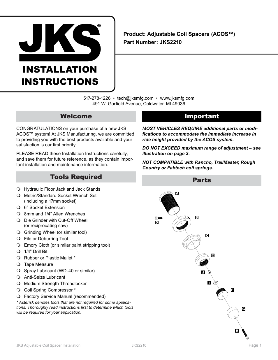 JKS 2210 User Manual | 5 pages