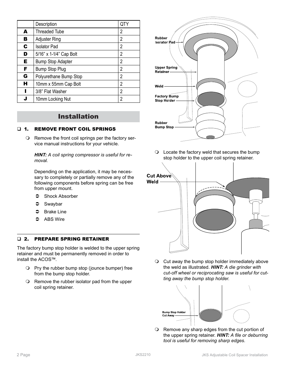 Installation | JKS 2210 User Manual | Page 2 / 5