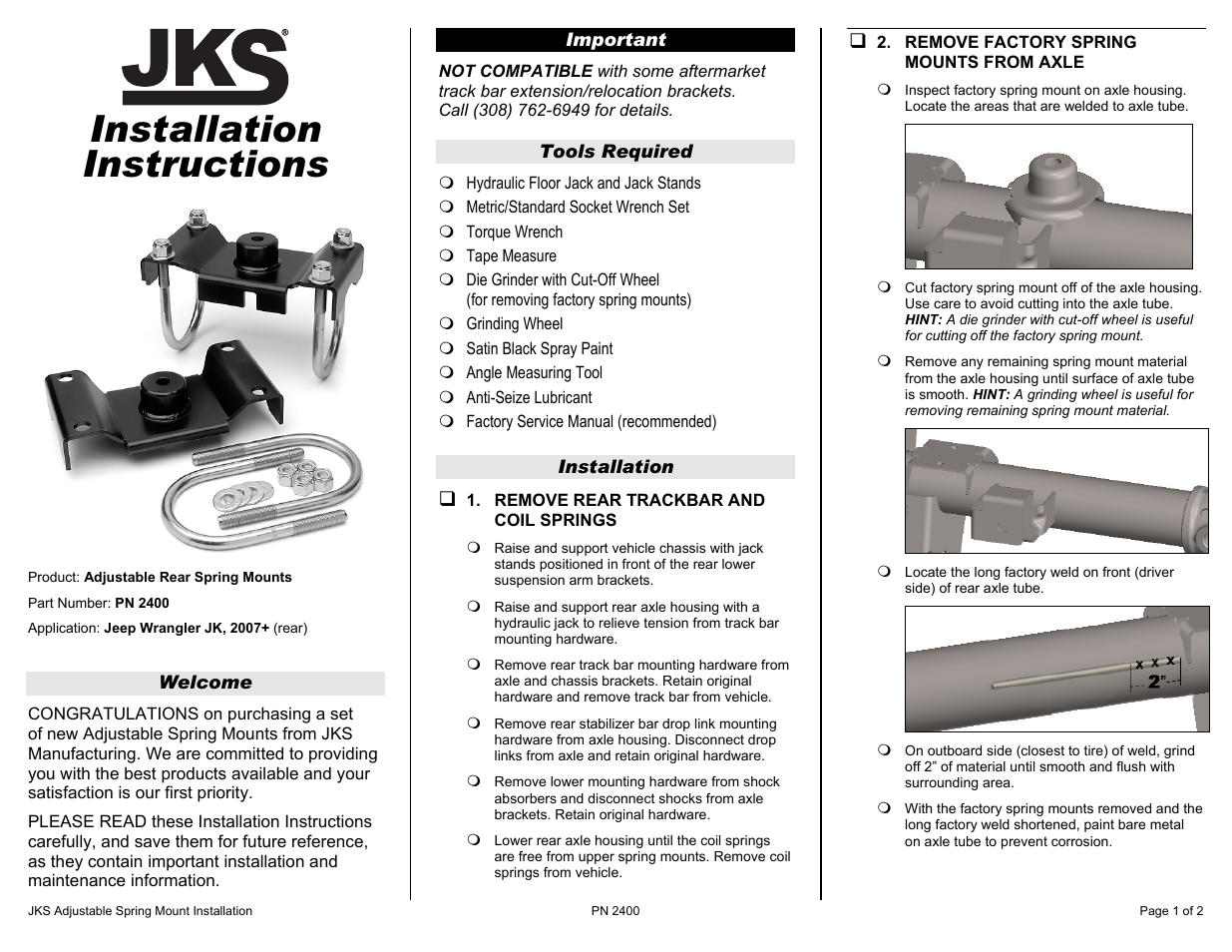 JKS 2400 User Manual | 2 pages