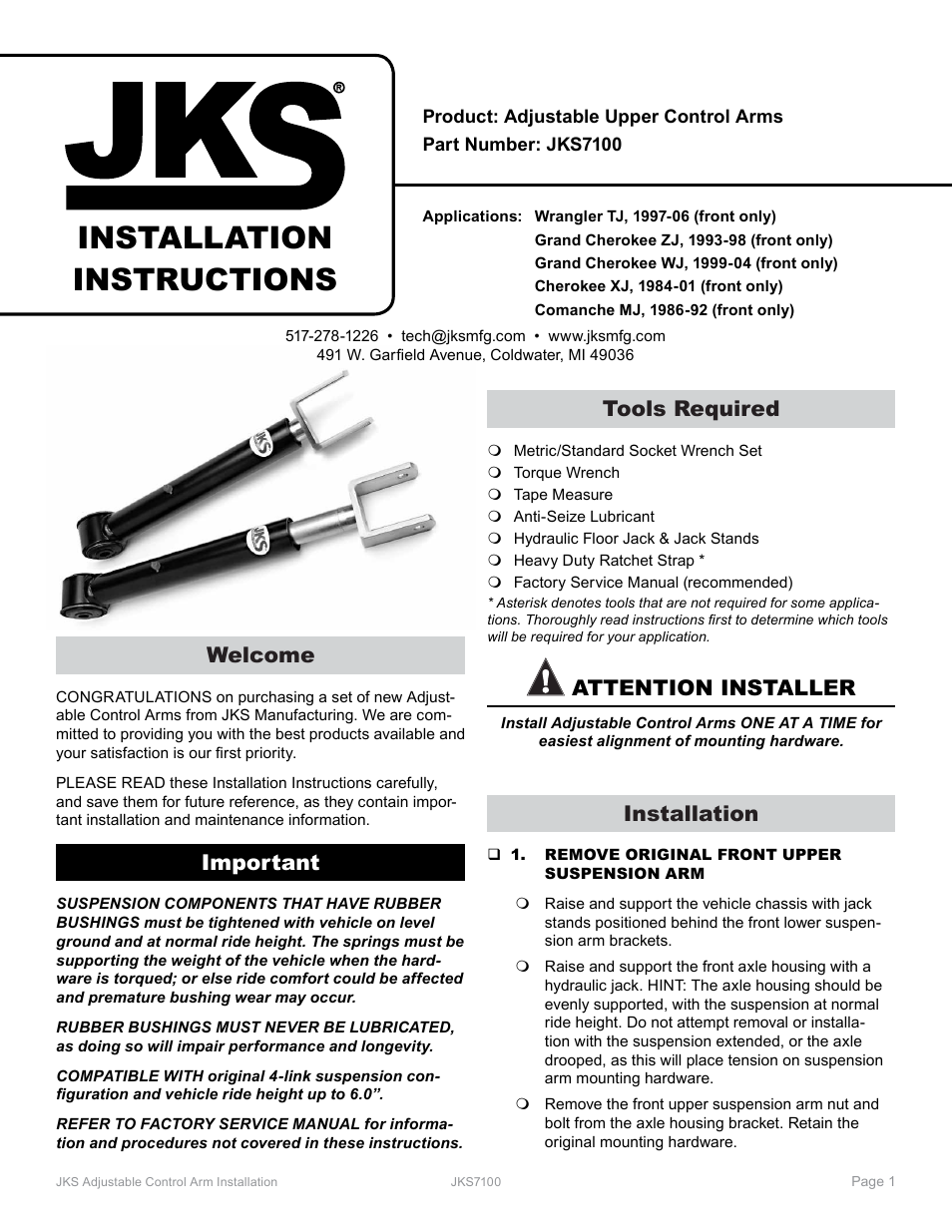 JKS 7100 User Manual | 2 pages