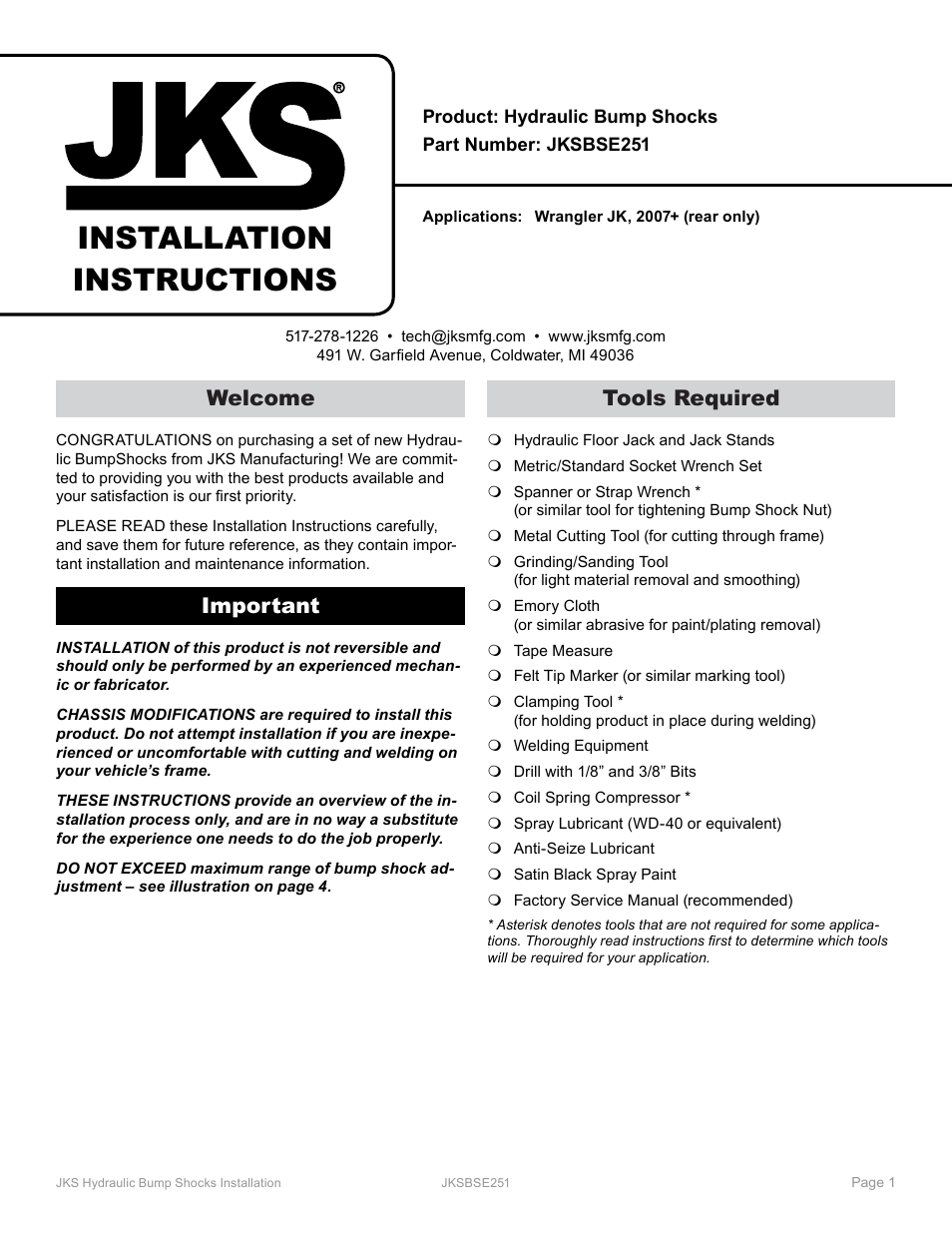 JKS BSE251 User Manual | 6 pages