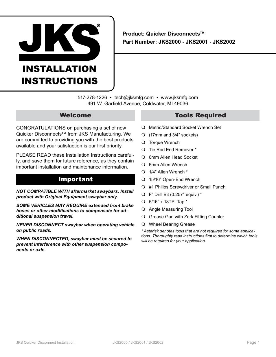 JKS 2002 User Manual | 5 pages