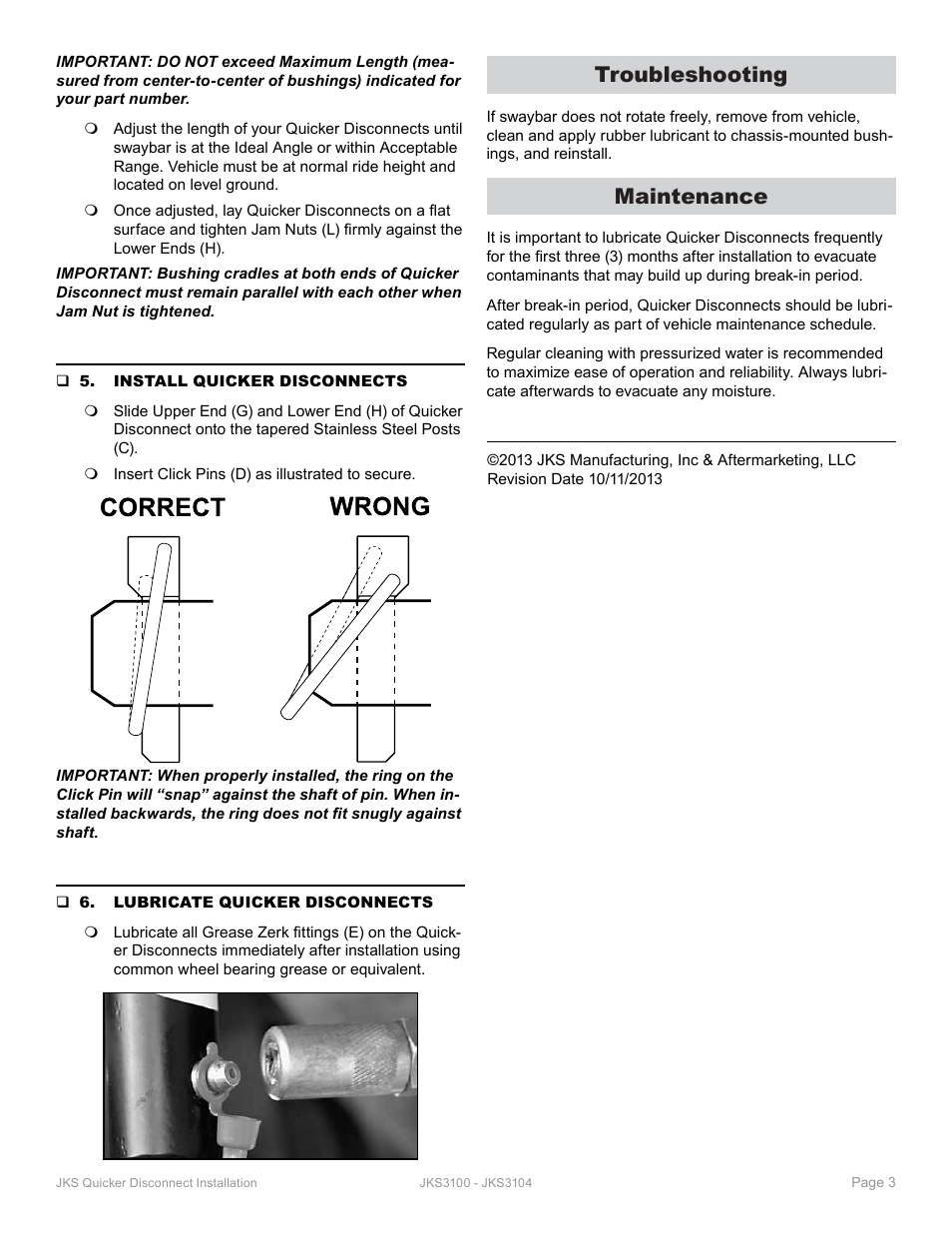 Troubleshooting, Maintenance | JKS 3104 User Manual | Page 3 / 3