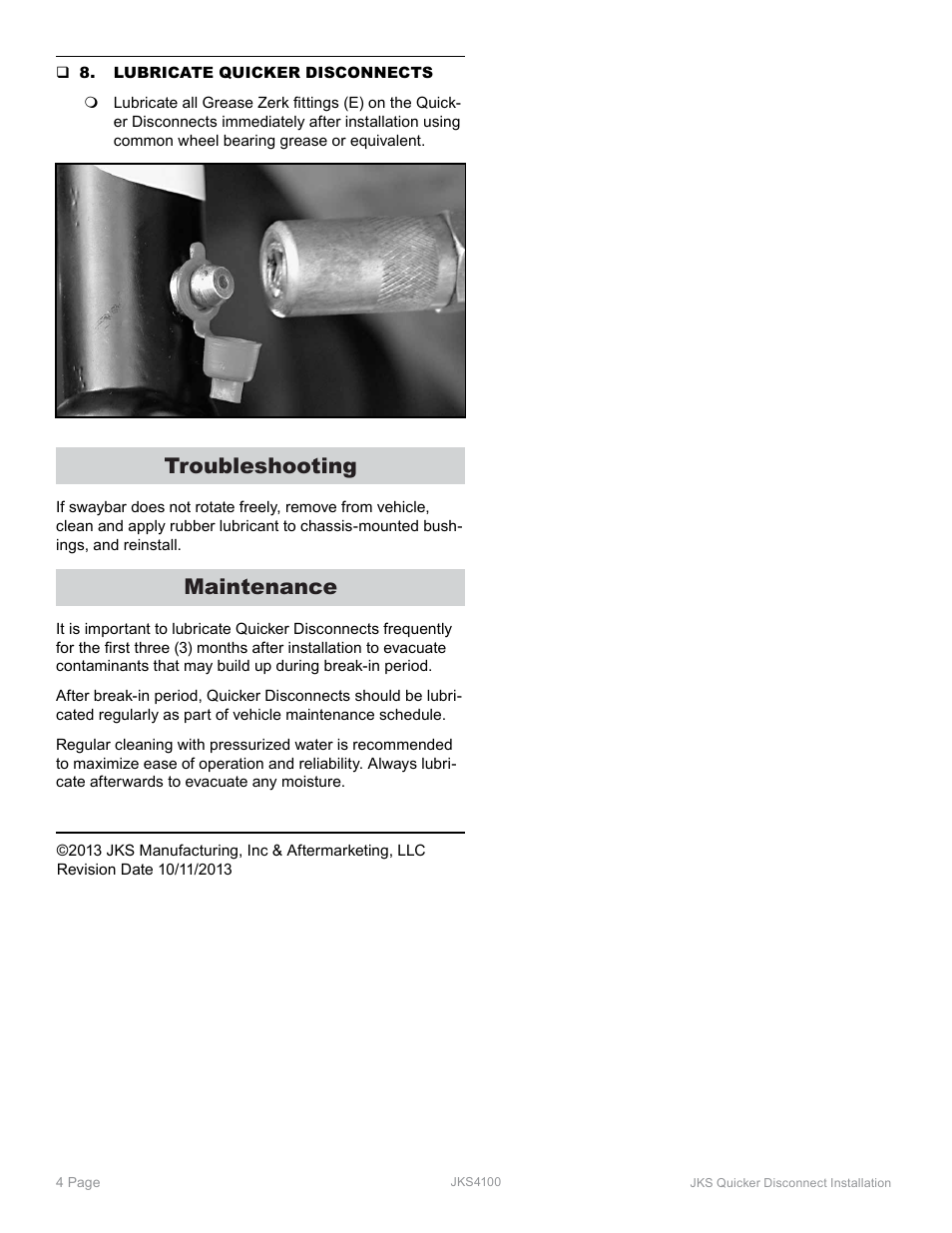 Troubleshooting, Maintenance | JKS 4100 User Manual | Page 4 / 4