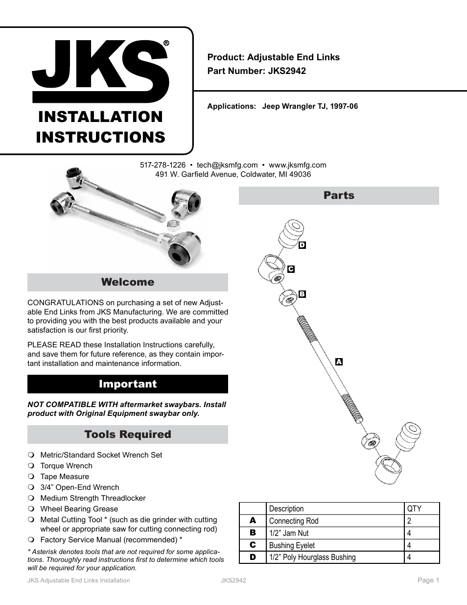 JKS 2942 User Manual | 3 pages