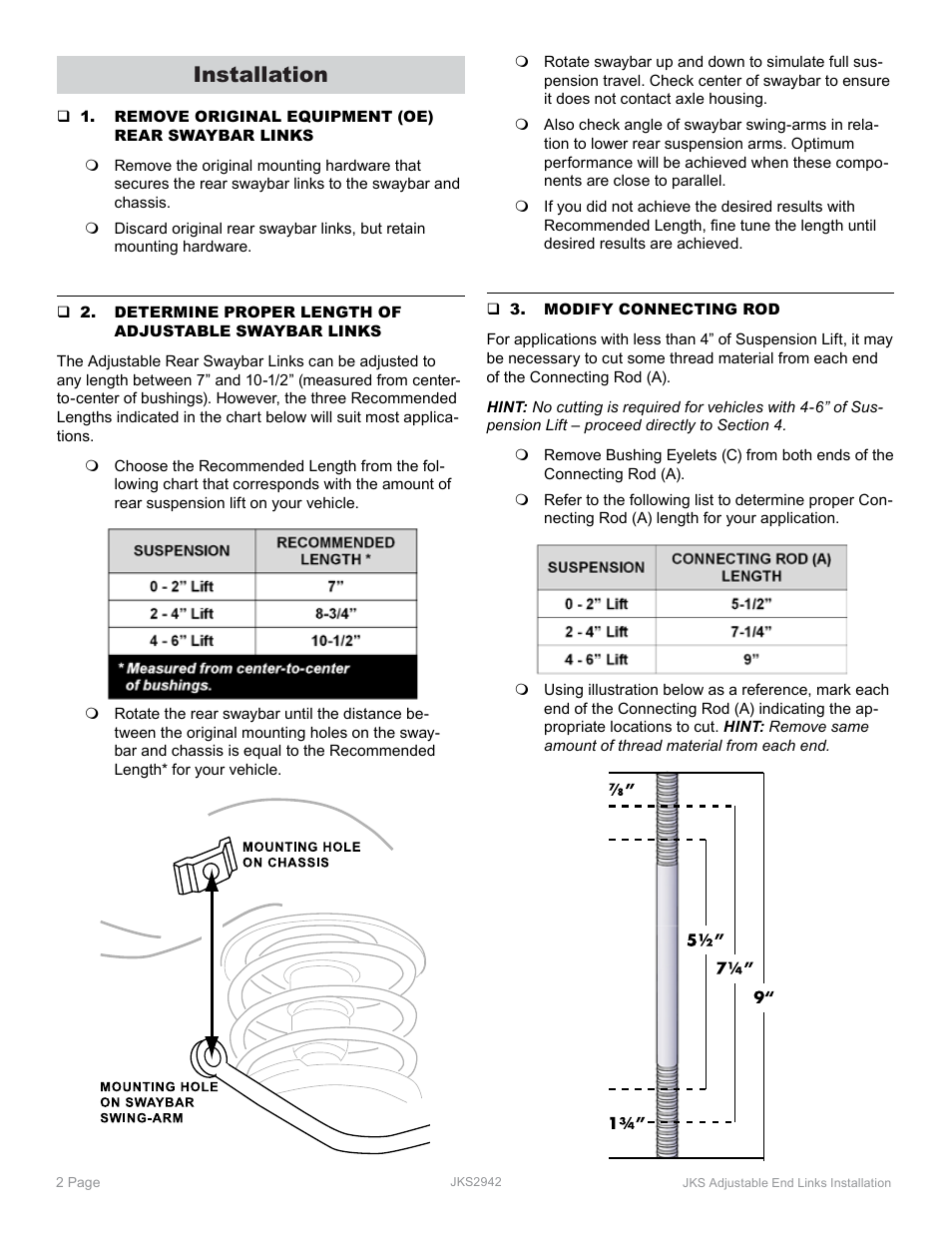 Installation | JKS 2942 User Manual | Page 2 / 3