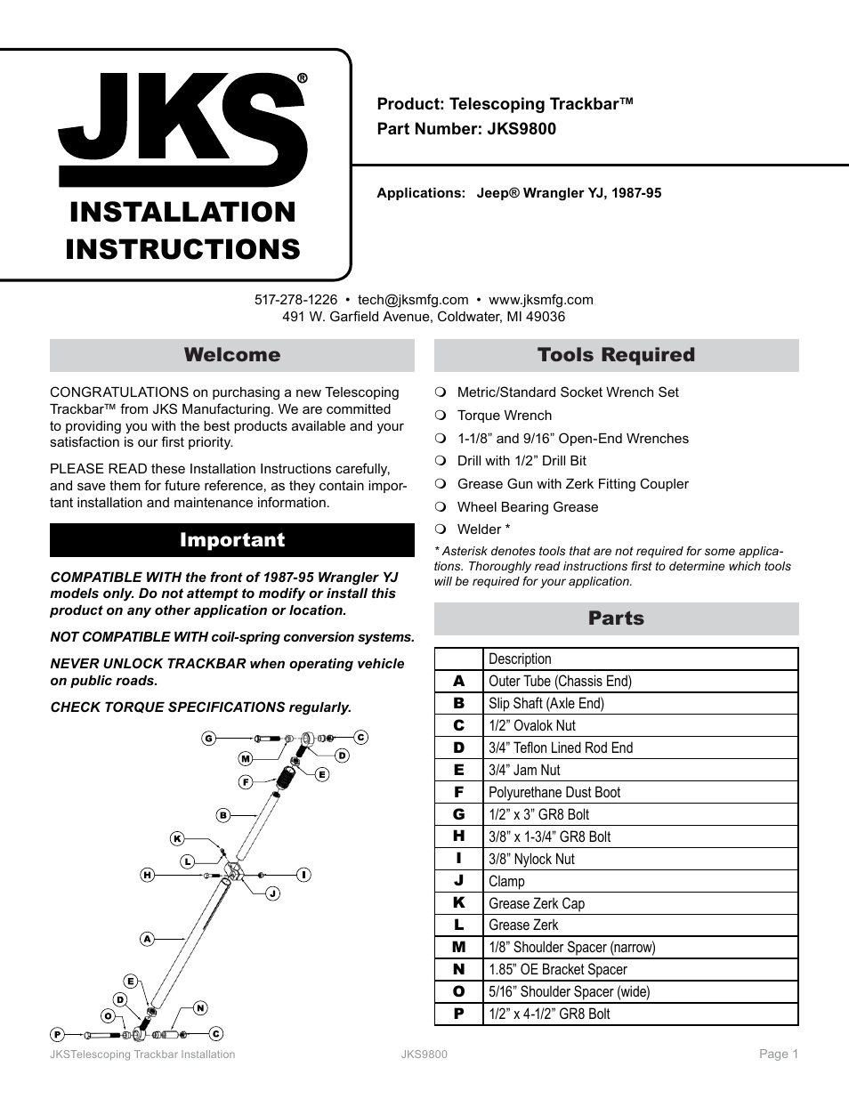 JKS 9800 User Manual | 2 pages