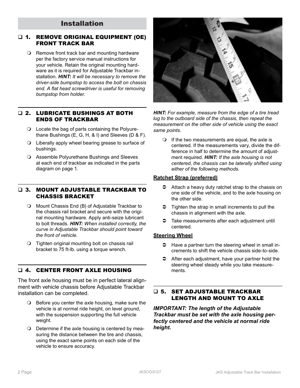 Installation | JKS OGS127 User Manual | Page 2 / 3