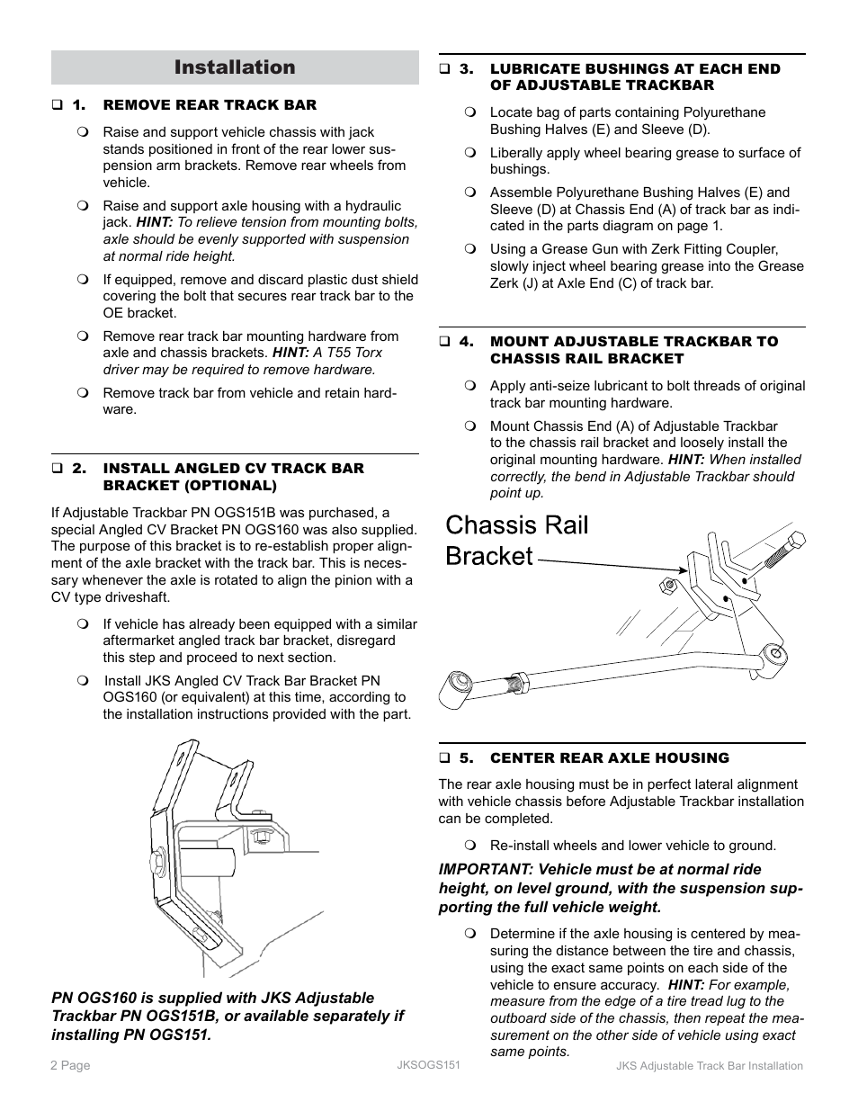 Installation | JKS OGS151 User Manual | Page 2 / 3