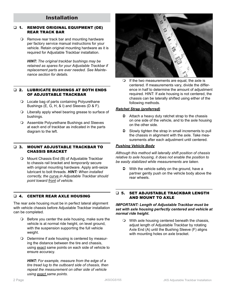 Installation | JKS OGS155 User Manual | Page 2 / 3