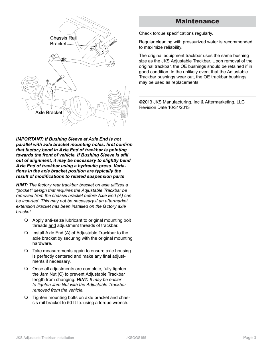 Maintenance | JKS OGS155 User Manual | Page 3 / 3