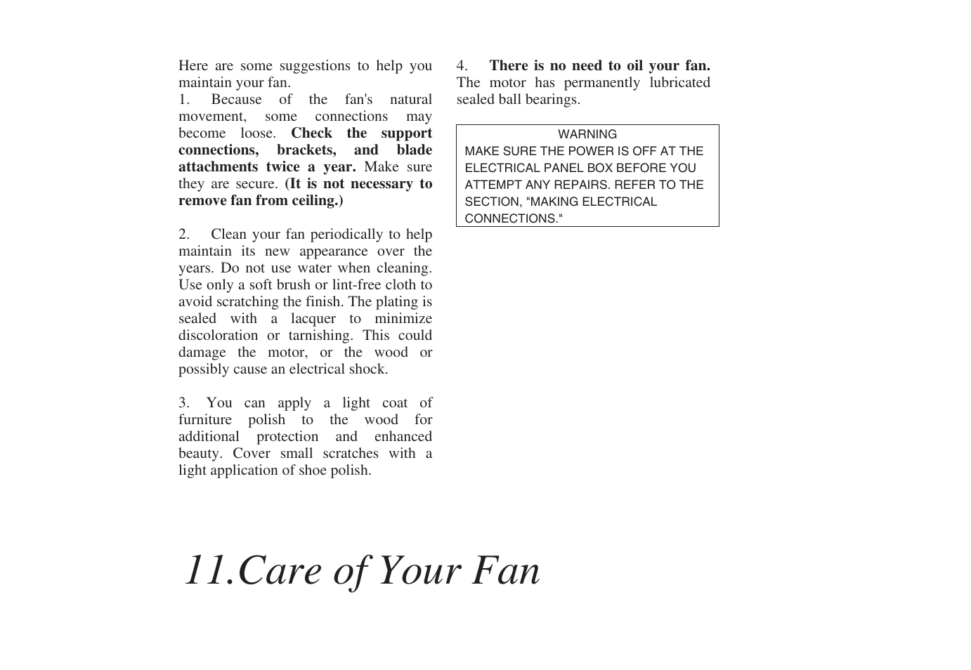 Care of your fan | King of Fans Almeida User Manual | Page 14 / 16