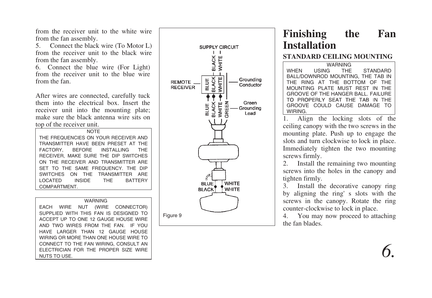 Finishing the fan installation | King of Fans Almeida User Manual | Page 9 / 16