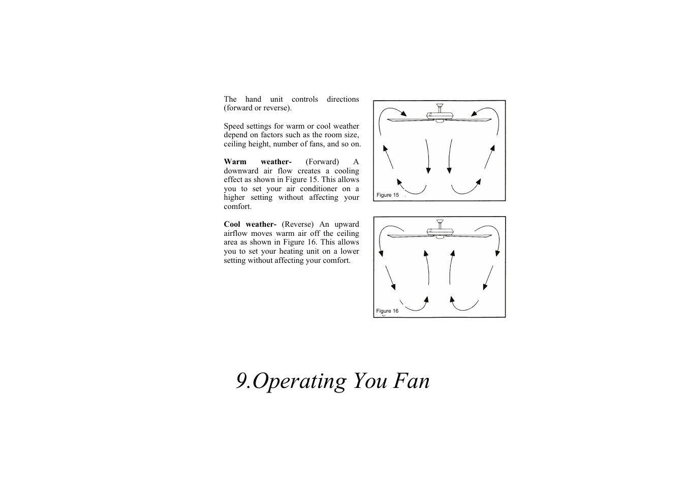 Operating you fan | King of Fans Fulton User Manual | Page 12 / 16