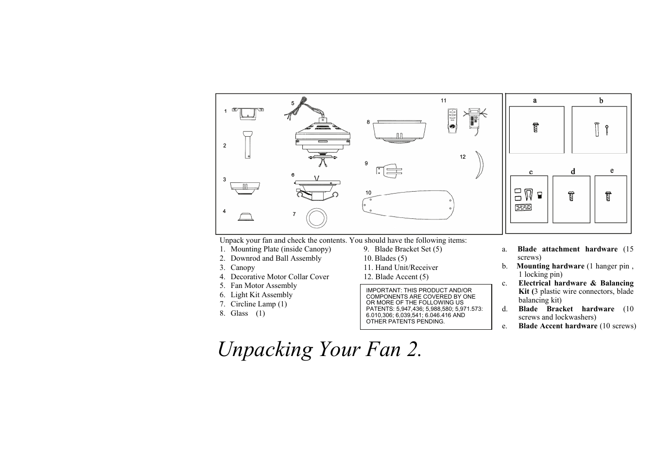 23509-060717.pdf, Unpacking your fan 2 | King of Fans Fulton User Manual | Page 5 / 16