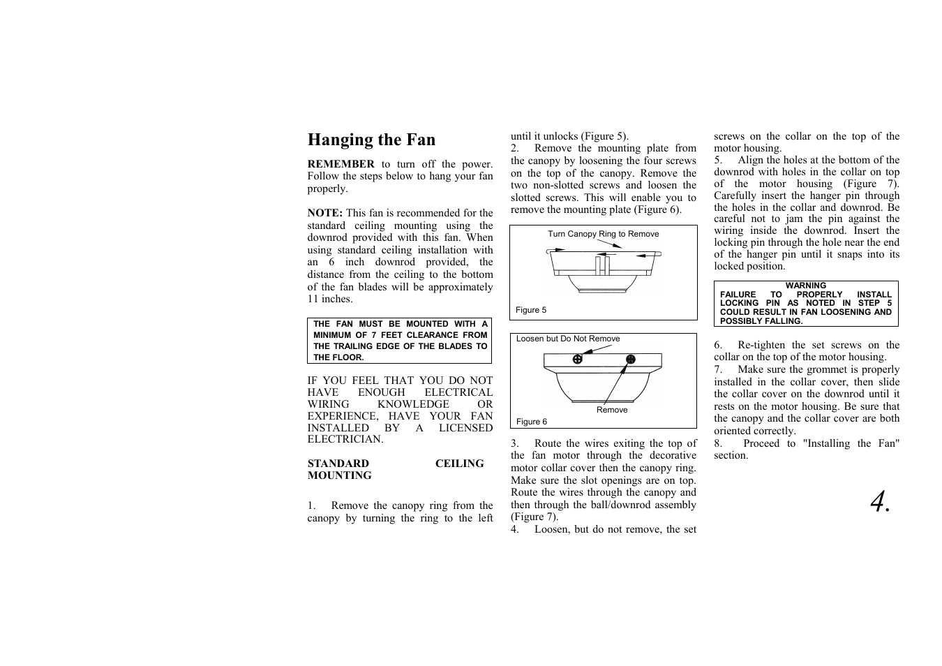 Hanging the fan | King of Fans Fulton User Manual | Page 7 / 16
