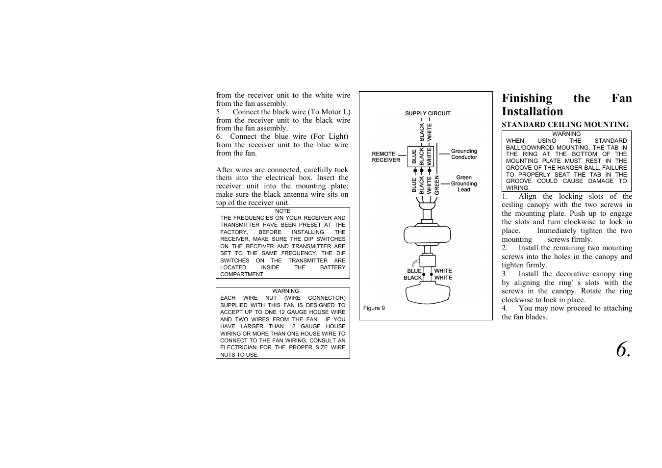 Finishing the fan installation | King of Fans Fulton User Manual | Page 9 / 16