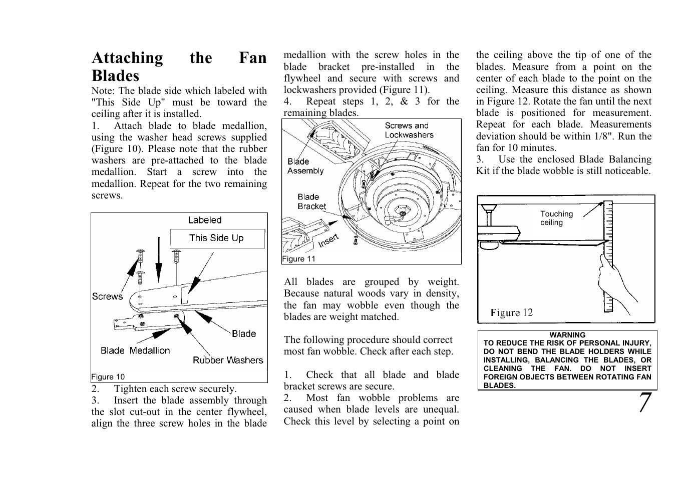 Attaching the fan blades | King of Fans Sauterne User Manual | Page 10 / 16