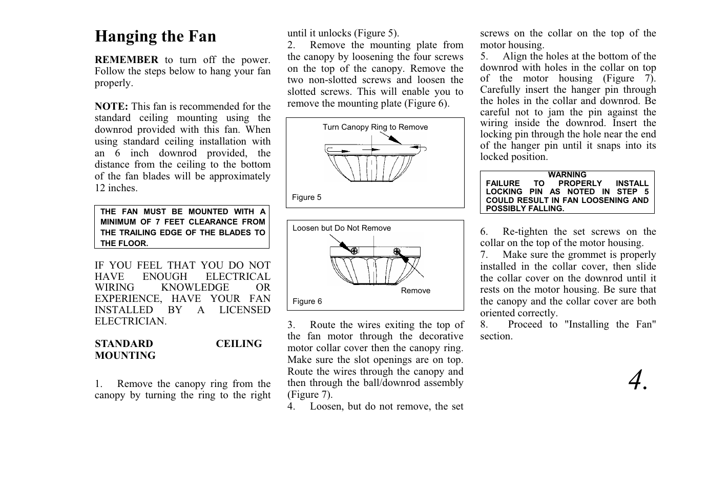 Hanging the fan | King of Fans Sauterne User Manual | Page 7 / 16