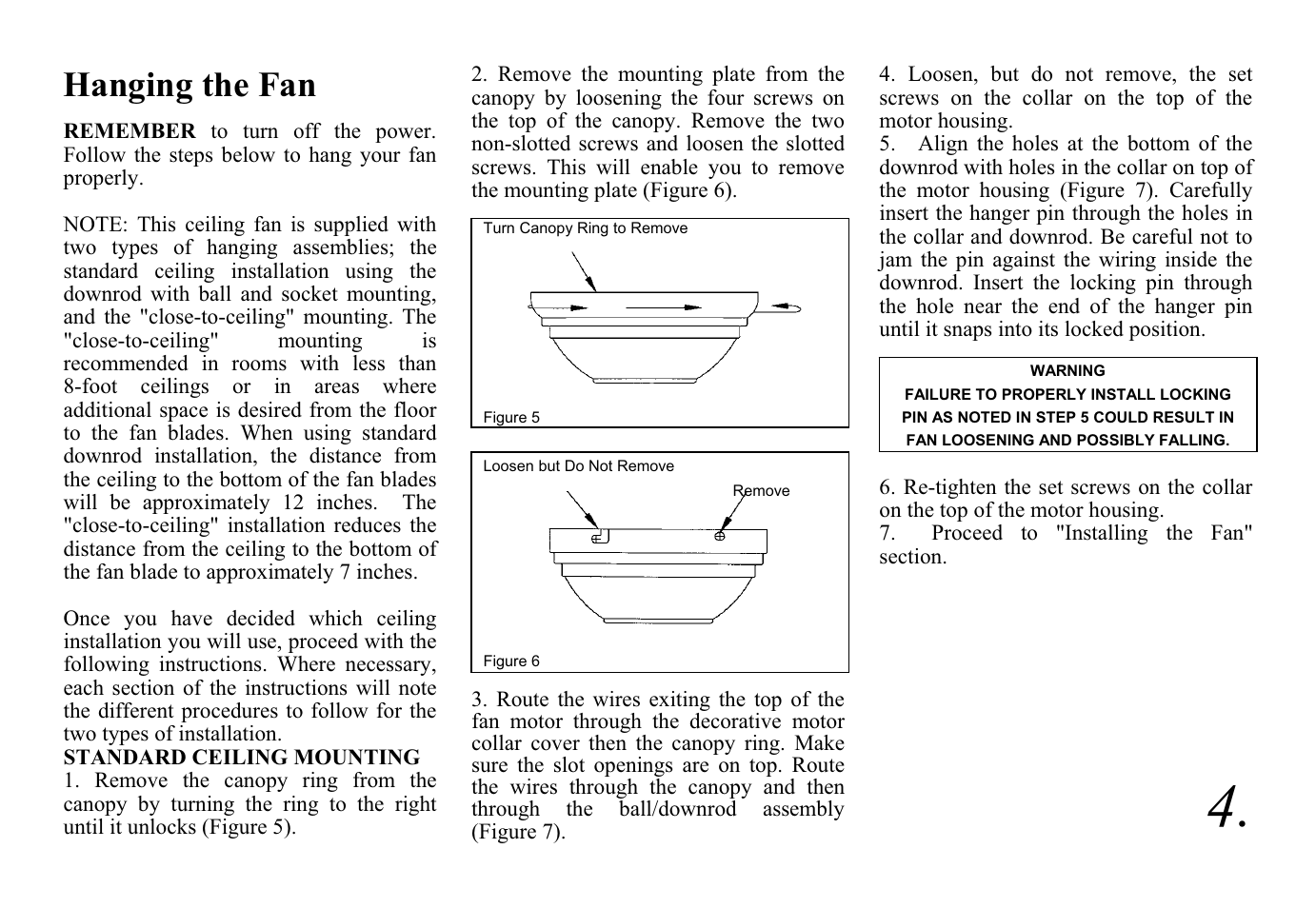 Hanging the fan | King of Fans Valparaiso User Manual | Page 6 / 16