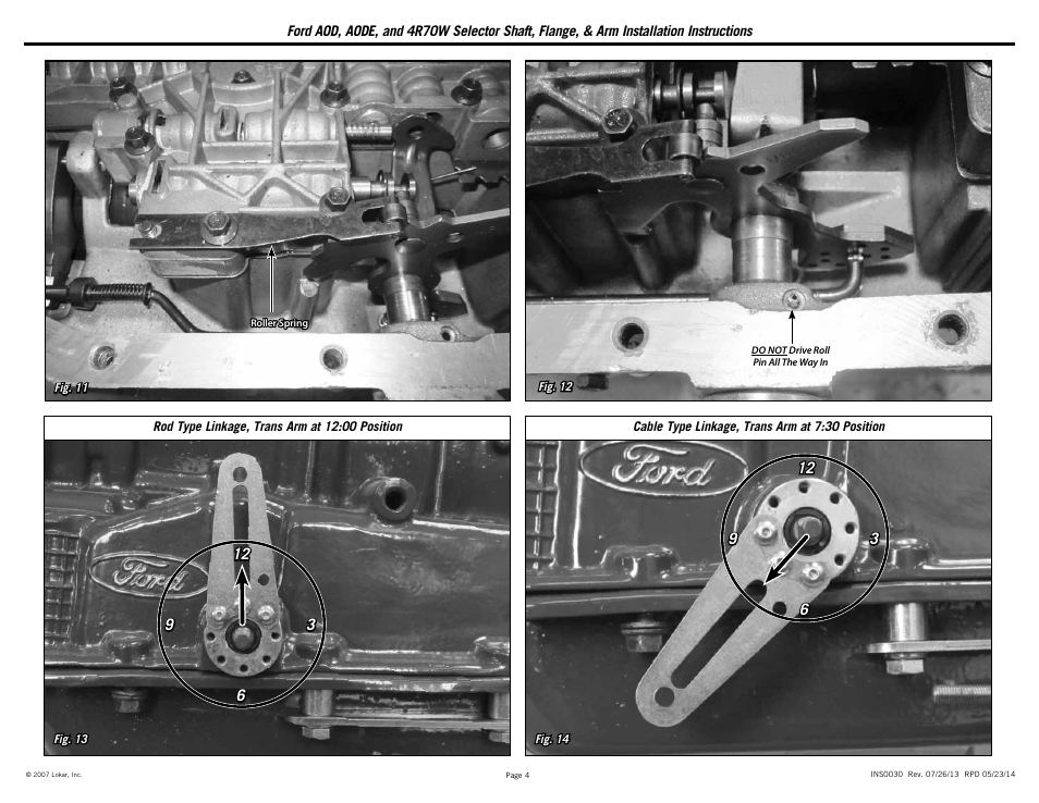 Lokar Ford AOD, AODE, and 4R70W Selector Shaft, Flange, & Arm User Manual | Page 4 / 4